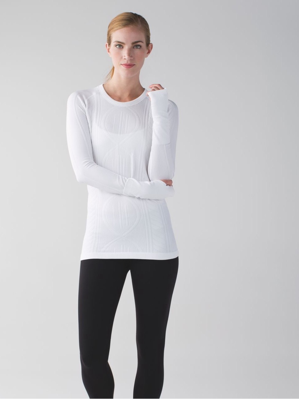 lululemon athletica Long Sleeve White Seamless Crew Top